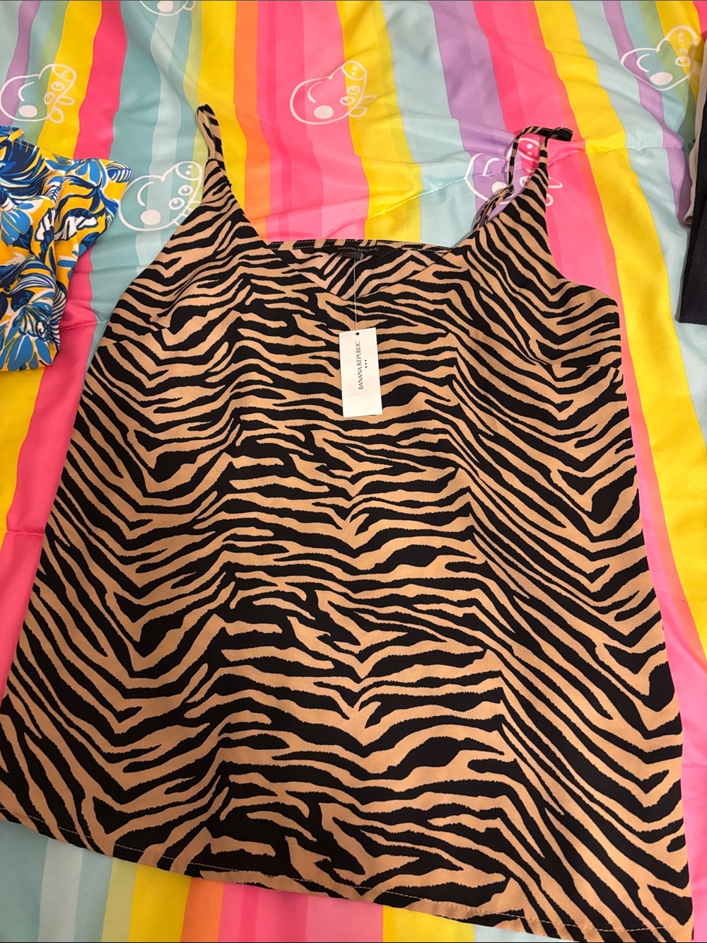 Banana Republic Zebra-Print Cami Tank - Black and Tan